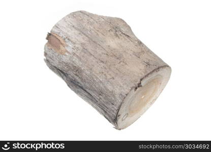 oak stump, log fire wood isolated on white background