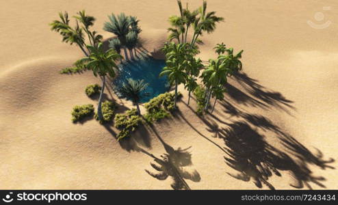 Oasis in the desert made i 3d software