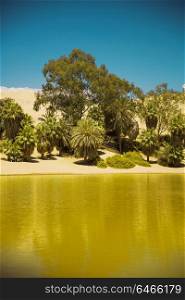oasis of Huacachina in the desert of Ica, Peru