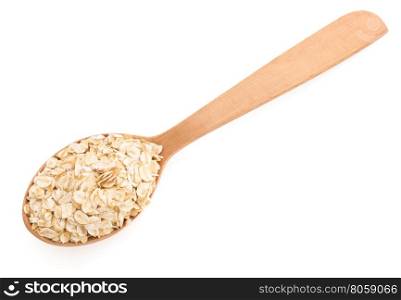 oat flakes in spoon on white background