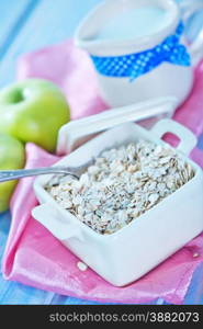 oat flakes with apple in the bowl