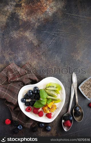 Oat flakes with fresh berries and fruits
