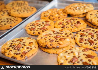 Oatmeal cookies with chocolate chips and nuts