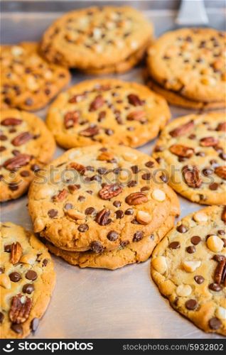 Oatmeal cookies with chocolate chips and nuts