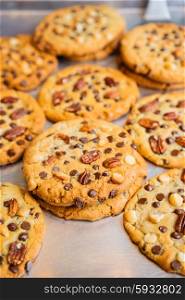 Oatmeal cookies with chocolate chips and nuts
