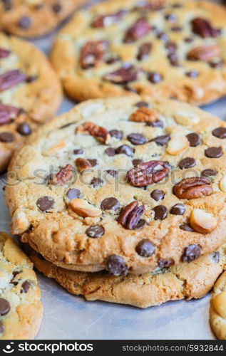 Oatmeal cookies with chocolate chips and nuts