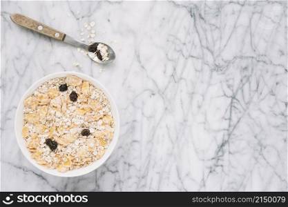 oatmeal with raisins big bowl table