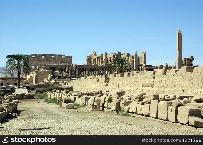 Obelisk and ruins of Karnak temple in Luxor, Egypt