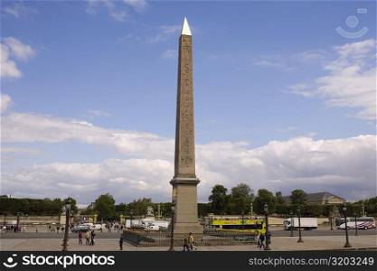 Obelisk at a roadside, Obelisk of Luxor, Place De La Concorde, Paris, France