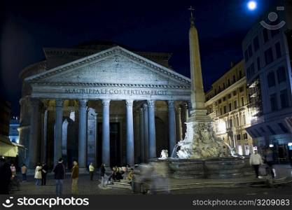 Obelisk in front of a pantheon, Obelisk Macuteo, Pantheon Rome, Rome, Italy
