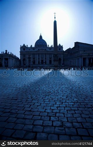 Obelisk in St Peters Square Backlit by the Sun