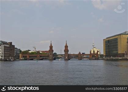 Oberbaumbruecke and the Fensehturm with the Spree