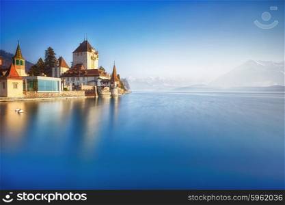 Oberhofen castle on the lake Thun, Switzerland