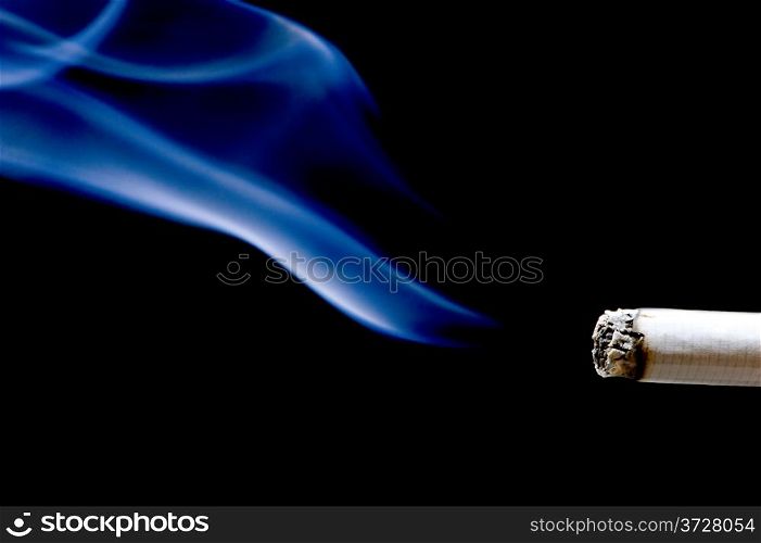 object on black - cigarette with smoke