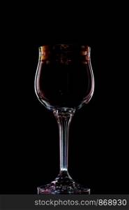 object on black- wine glass on black