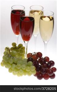 object on grey - champagne glasses with grapes