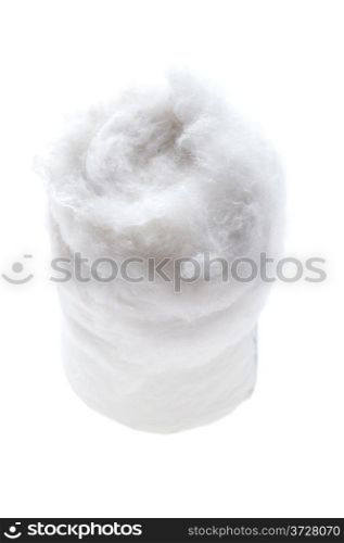 object on white - absorbent cotton close up