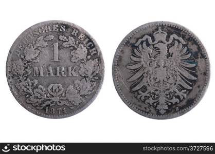object on white - Deutsche mark coins close up