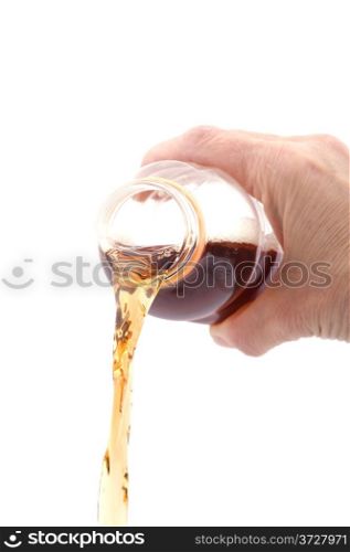 object on white - drink bottle with hand