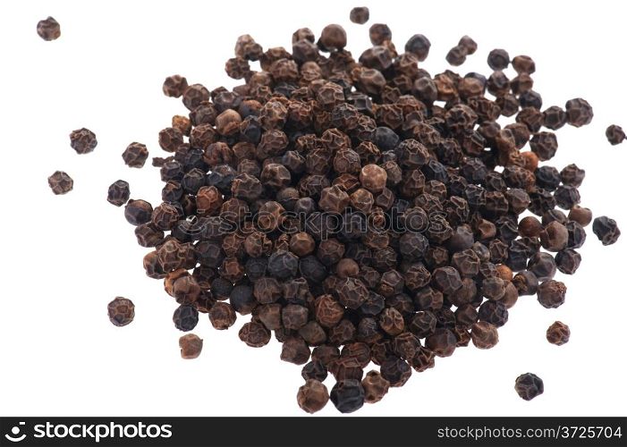 object on white - food black pepper close up