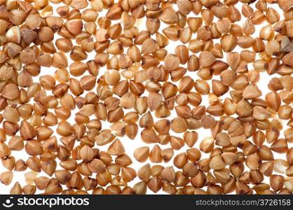 object on white - food buckwheat close up