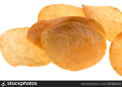 object on white - food chips close up