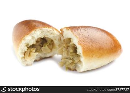 object on white - food patty with a cabbage