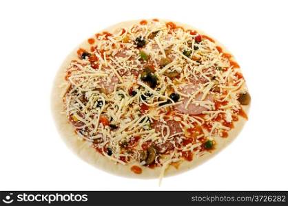 object on white - food pizza close up