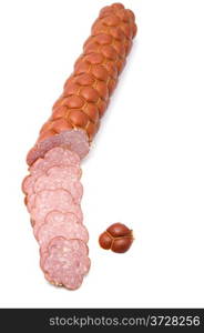 object on white - food smoked sausage