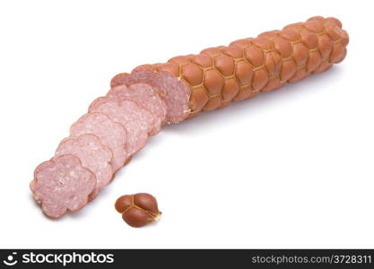 object on white - food smoked sausage