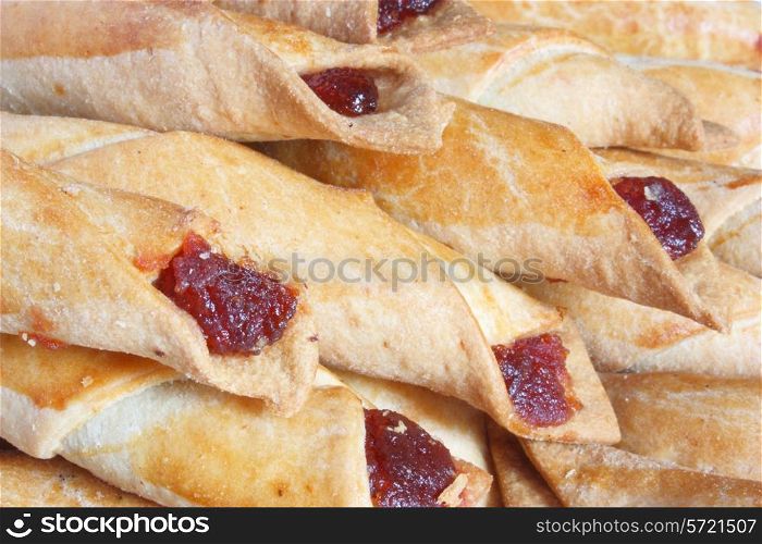 Object on white: food - Tubules with jam and sugar;
