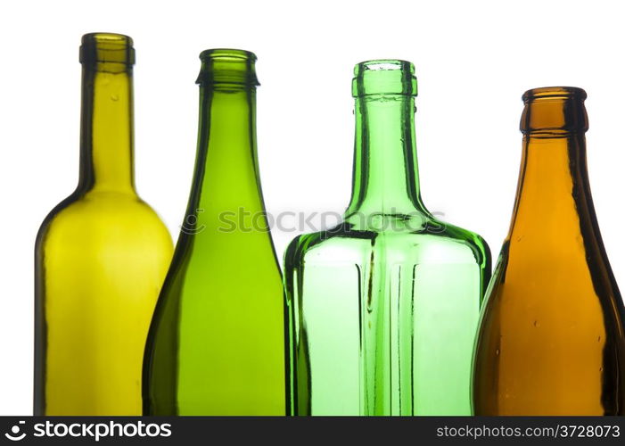 object on white - Glass bottle closeup