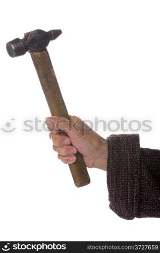object on white - isolated hammer in hand