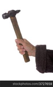 object on white - isolated hammer in hand