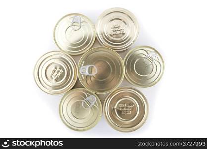 object on white - Tin with canned food