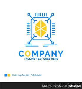 Object, prototyping, rapid, structure, 3d Blue Yellow Business Logo template. Creative Design Template Place for Tagline.