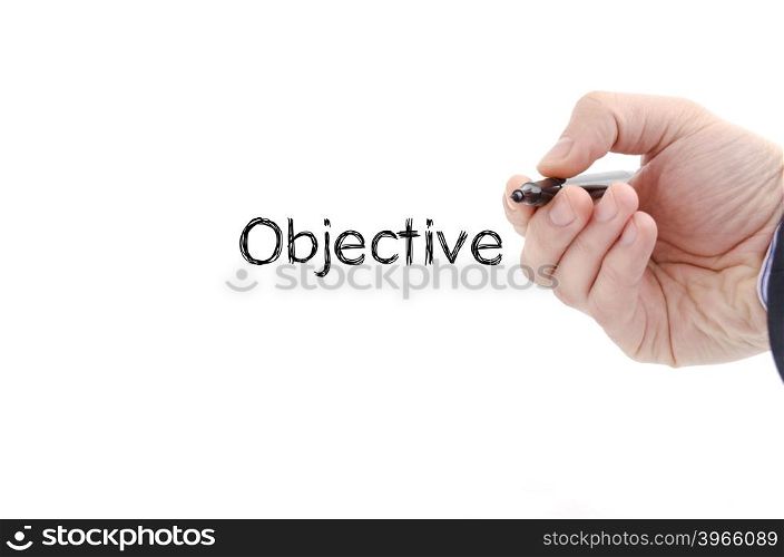 Objective text concept isolated over white background