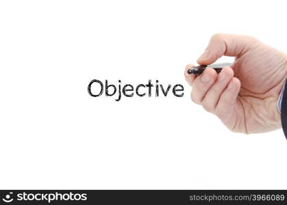 Objective text concept isolated over white background