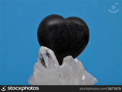 Obsidian on rock crystal