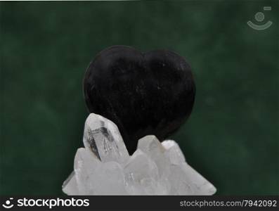 Obsidian on rock crystal