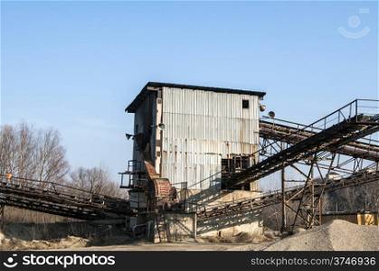Obsolete facility for gravel sorting in sunny day