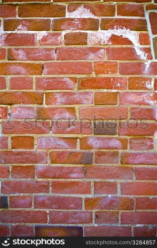 obsolete wall of red bricks