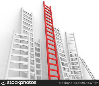 Obstacle Ladders Indicating Conquering Adversity And Step