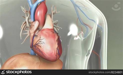 obstruction of the heart vessels 3D illustration. obstruction of the heart vessels