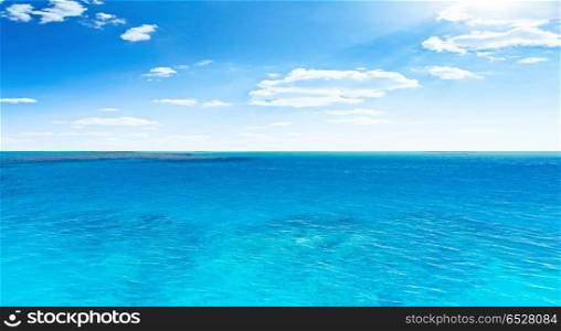 Ocean and sky. Ocean and sky. Tropical horizontal composition outdoor scene. Ocean and sky