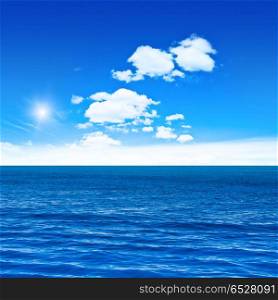 Ocean and sky. Ocean and sky. Tropical quad composition outdoor scene. Ocean and sky