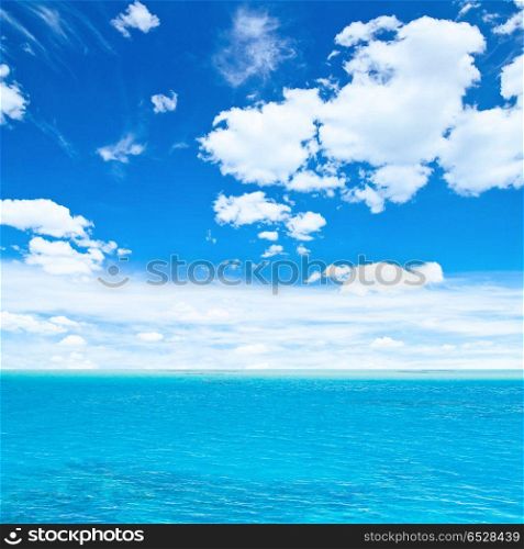 Ocean and sky. Ocean and sky. Tropical quad composition outdoor scene. Ocean and sky