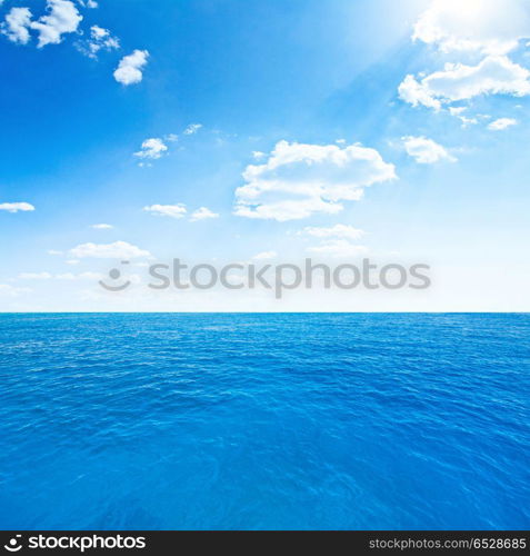 Ocean and sky. Ocean and sky. Tropical quad composition outdoor scene. Ocean and sky