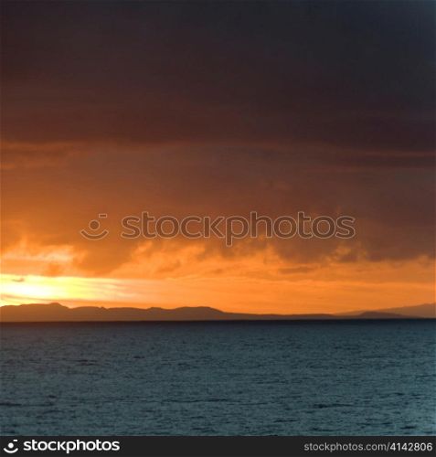 Ocean at sunset, Galapagos Islands, Ecuador