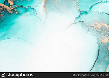 Ocean blue abstract background of marble liquid ink art painting on paper . Image of original artwork watercolor alcohol ink paint on high quality paper texture .. Ocean blue abstract background of marble liquid ink art painting on paper .